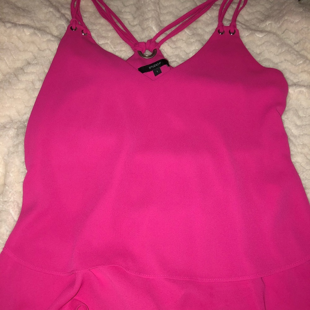 Hot Pink Tank Top with Ruffles